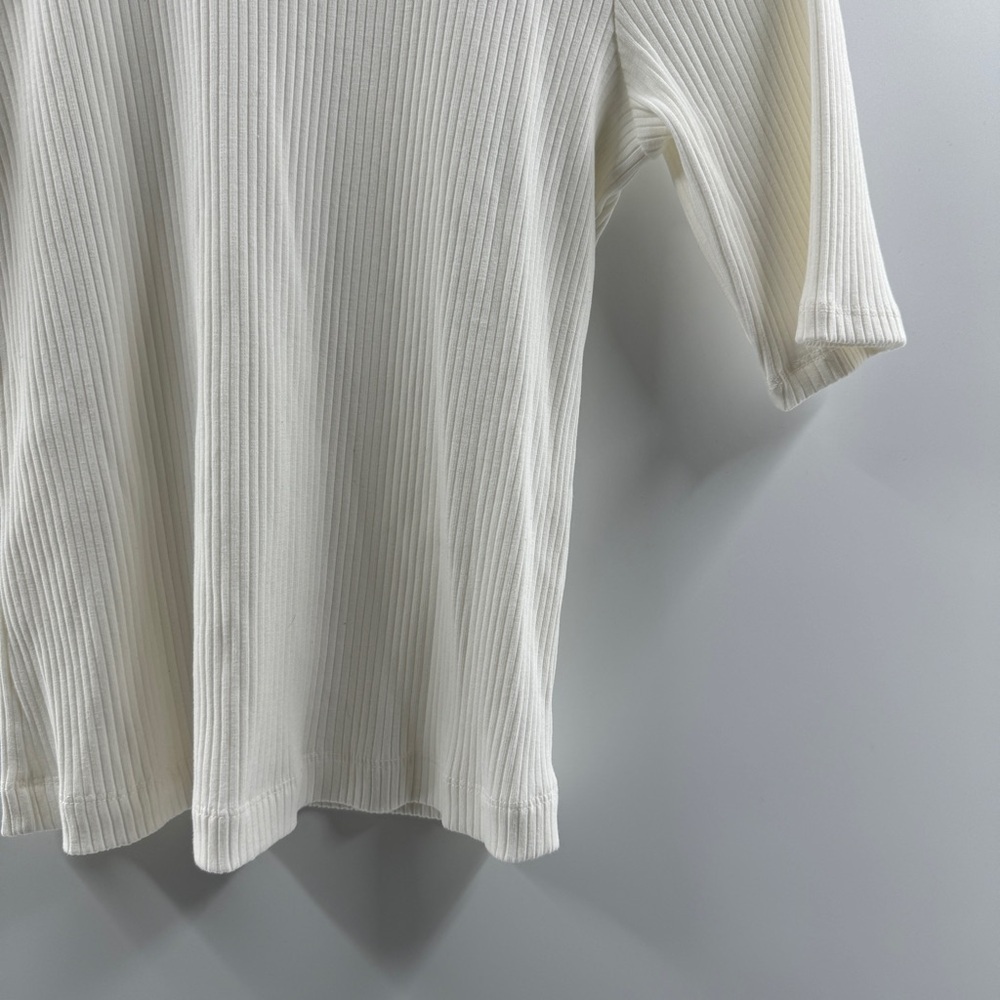 Old Navy White Ribbed High Neck Half Sleeve Top Size Large - Picture 3 of 7